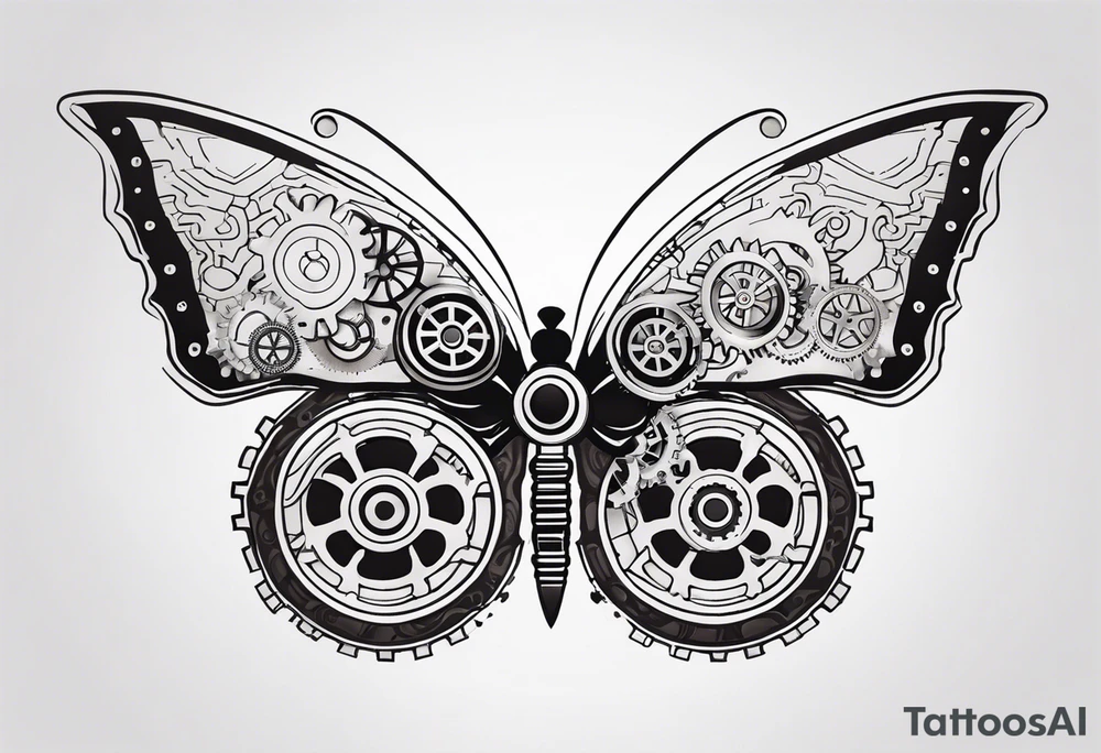Steampunk-inspired butterfly with gears tattoo idea