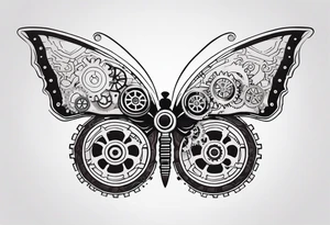 Steampunk-inspired butterfly with gears tattoo idea