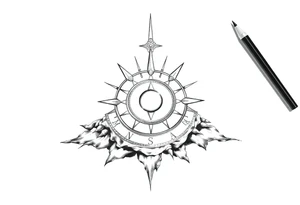 Alien sundial on the ground tattoo idea