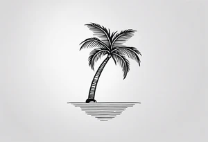 fine line tattoo of a palm tree tattoo idea