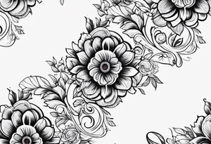 Initials R, E, J incorporated into a flower tattoo design tattoo idea