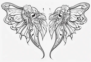 Curiosity inscribed into the basic outline of a ffairy wing tattoo idea