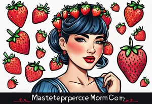 American traditional simple single  Strawberry Mom Banner tattoo idea