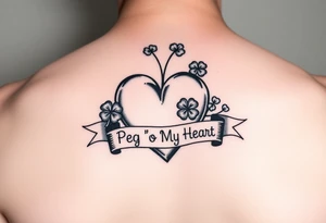 Cute Heart with shamrocks and a banner that says "Peg 'o My Heart" tattoo idea