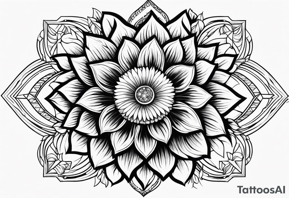 sun flower diamond fire tattoo idea
