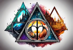 Deathly hallows symbol with star wars and lord of the rings tattoo idea