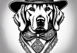 golden retriever in a cowboy boot tattoo idea