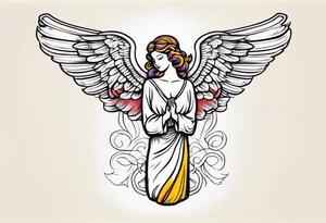 angel vintage tattoo style old school traditional bold color tattoo idea