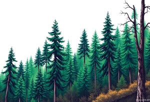 green forest background tattoo idea