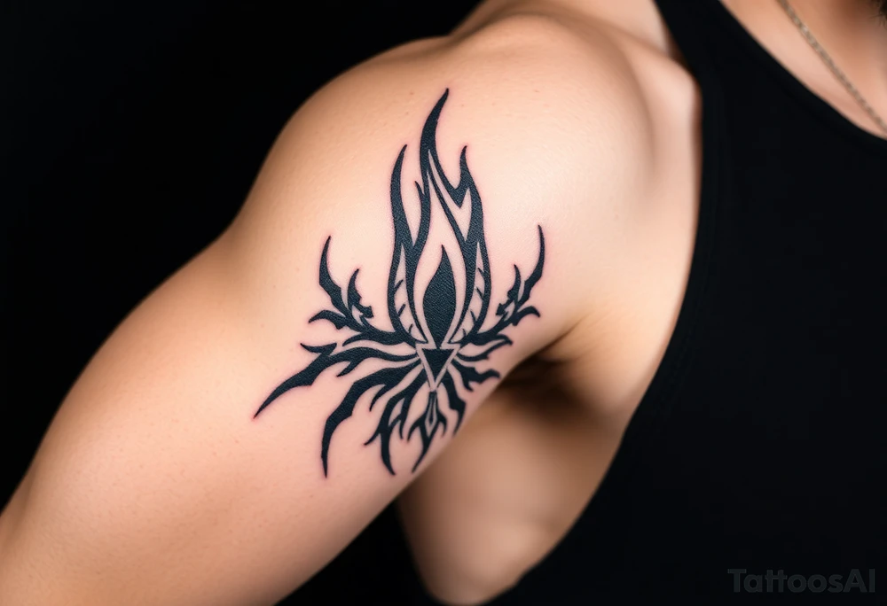 a flame in a roots form tattoo idea