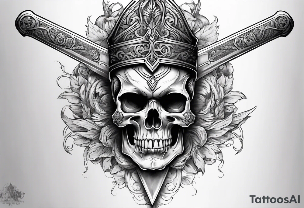 Sword with skull through the head tattoo idea
