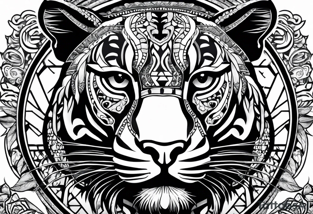 aztec black jaguar with snake tattoo idea