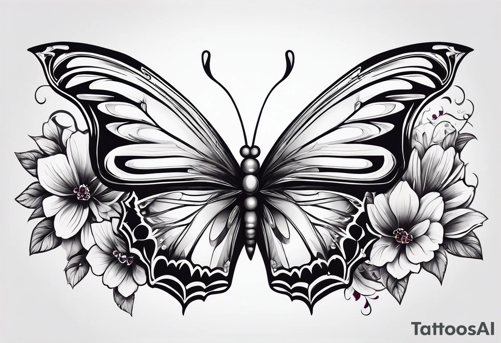 wing, flower, butterfly , tattoo idea