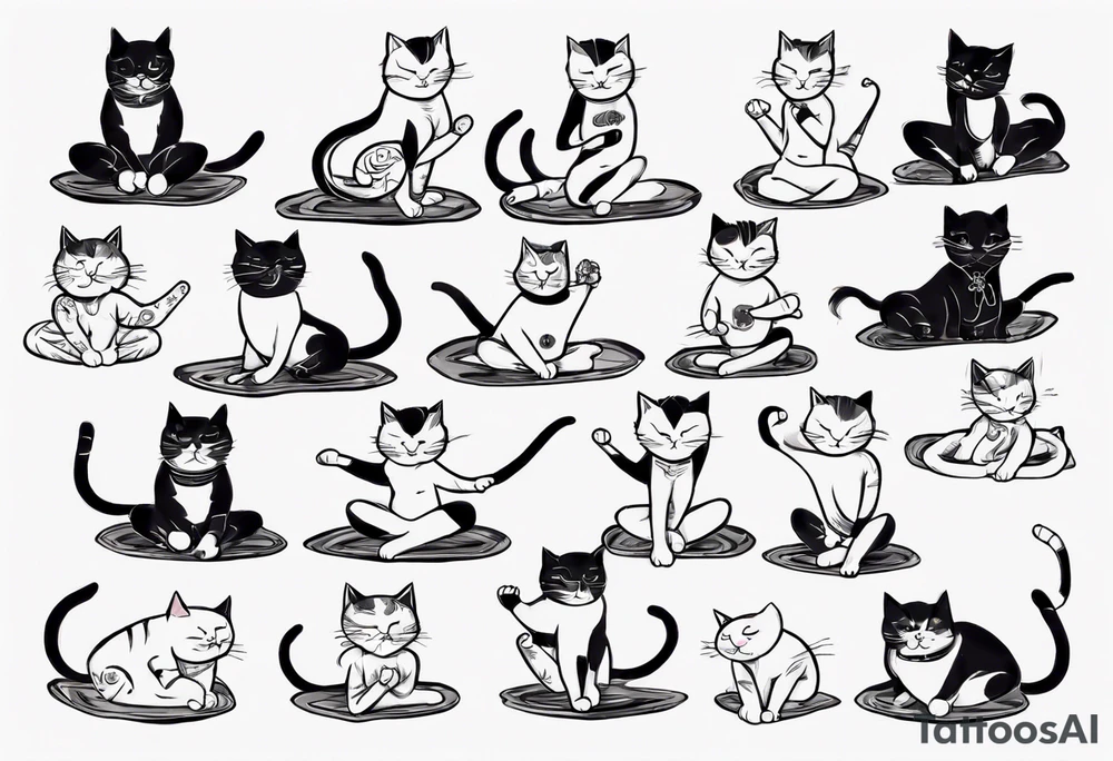 Cat doing yoga on a plane tattoo idea