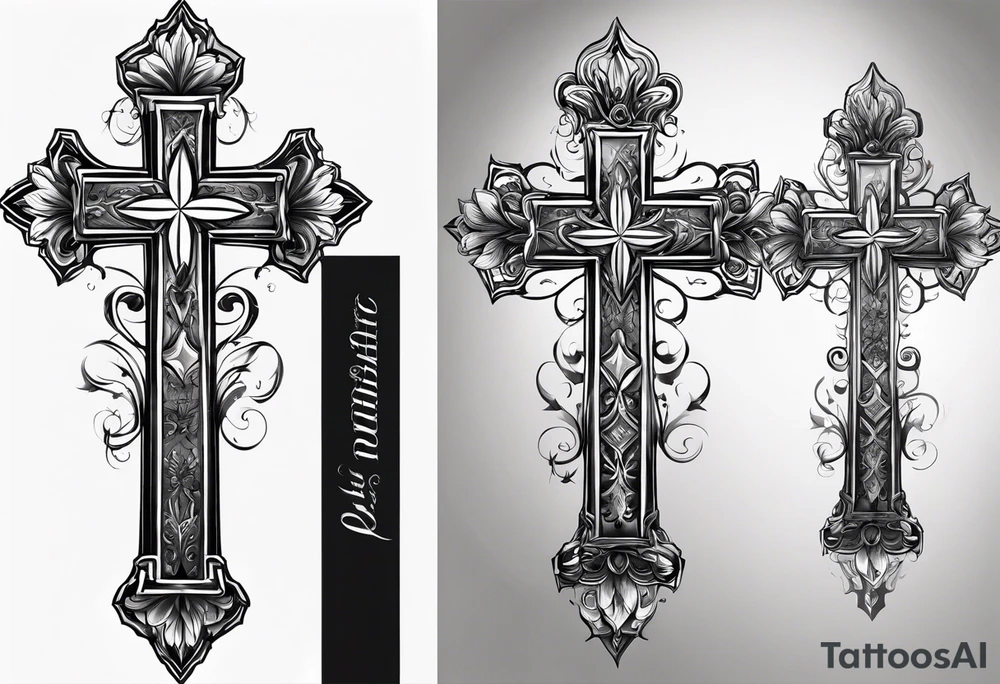 Unique cross tattoos with a date tattoo idea