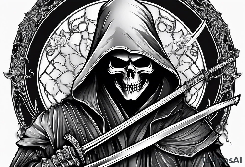 grim reaper with katana tattoo idea