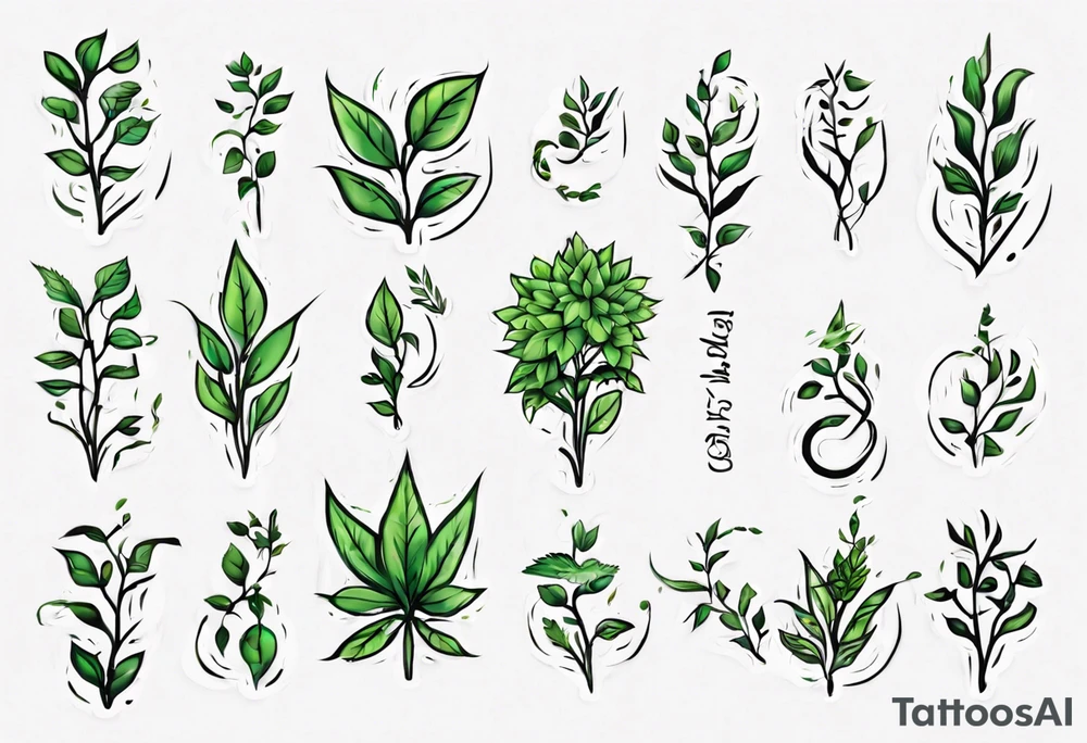 Words “Plant Powered” spelled out with plants and vines through out the words tattoo idea