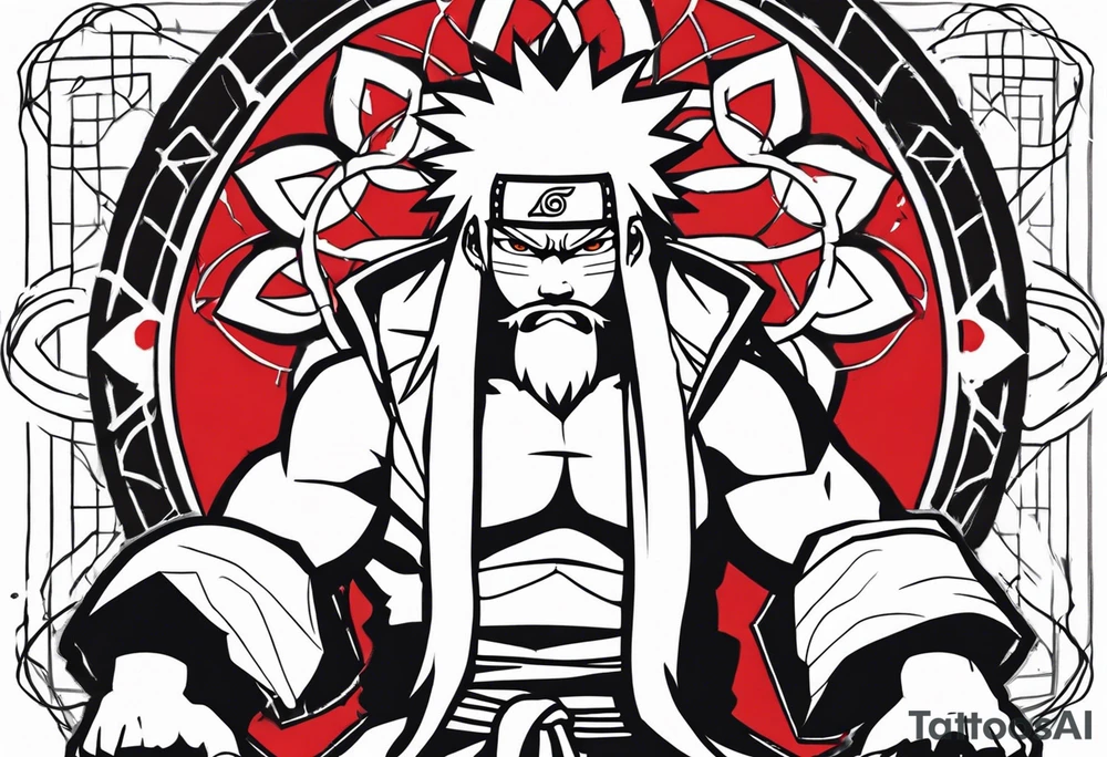 Jiraiya from naruto with red tattoo tattoo idea