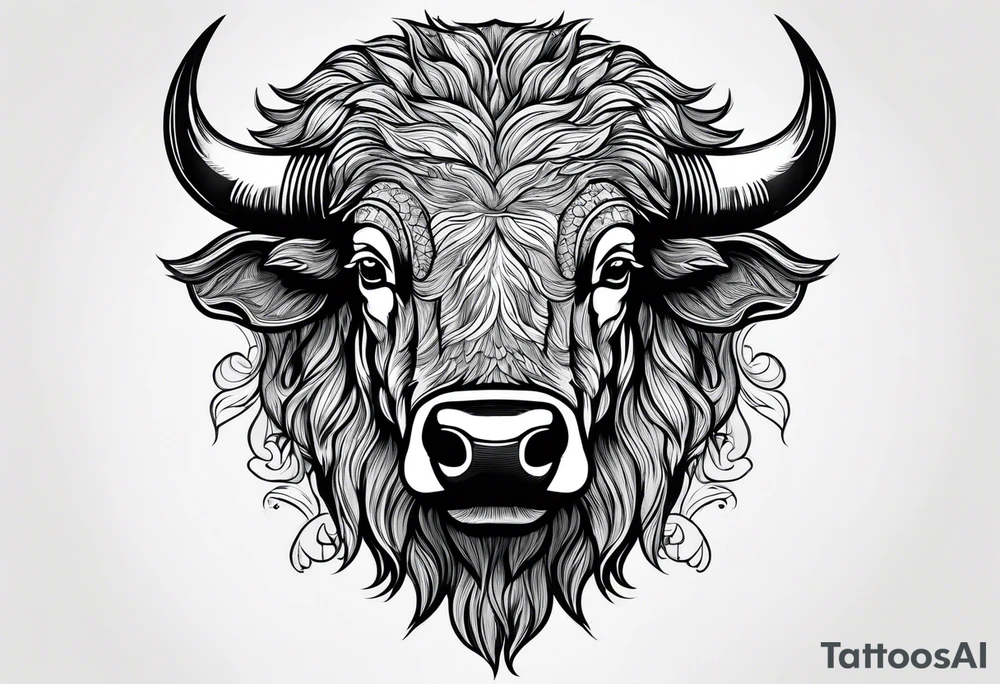 Bison head outline tattoo idea