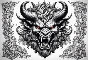 Horned Devil fighting tattoo idea