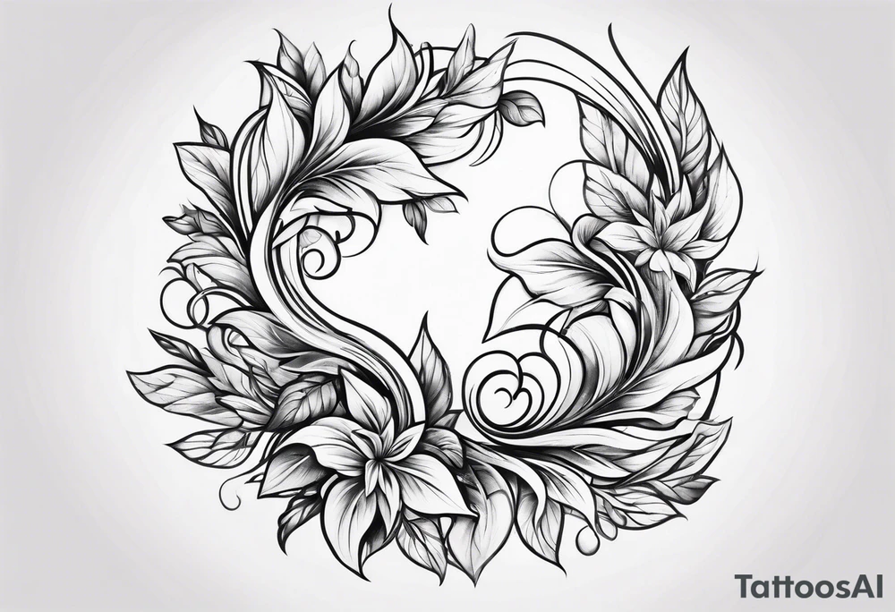 Curved leaves tattoo idea