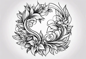 Curved leaves tattoo idea