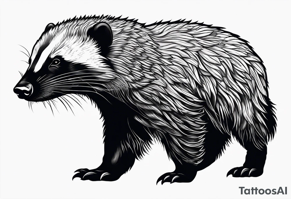 Muscular old honey badger tattoo idea