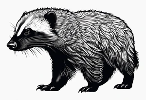 Muscular old honey badger tattoo idea