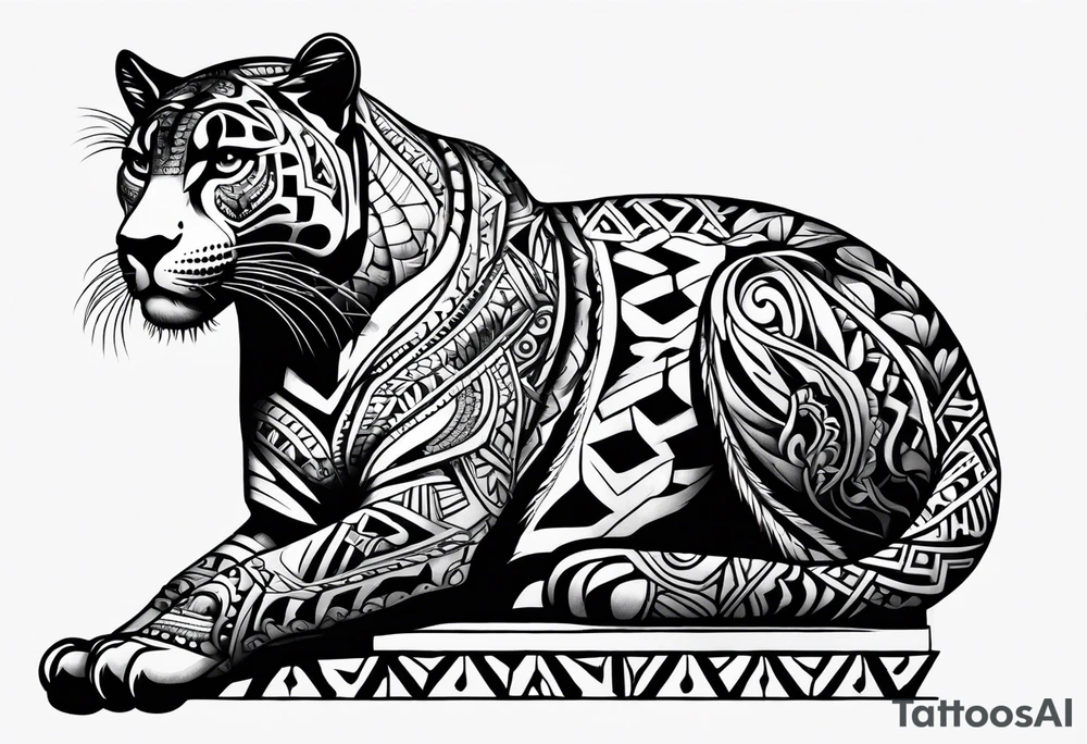 aztec black jaguar sitting tattoo idea