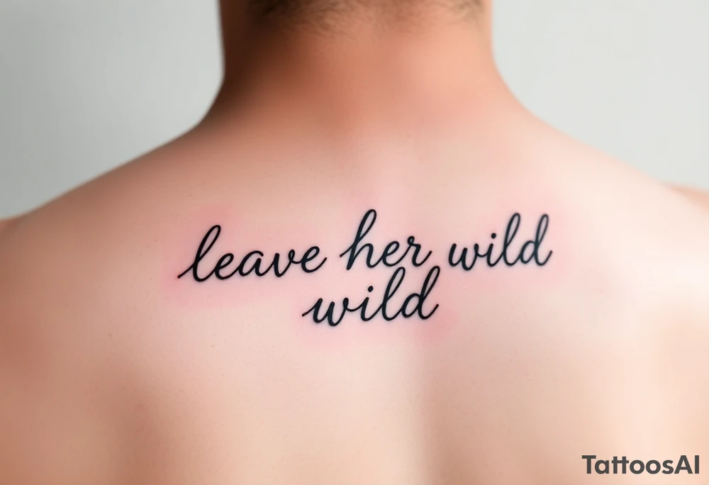 small fine line tattoo of words "leave her wild" tattoo idea