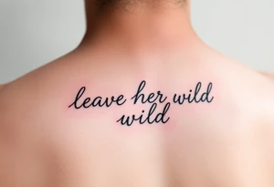 small fine line tattoo of words "leave her wild" tattoo idea