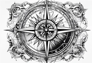 glass broken on compass tattoo idea