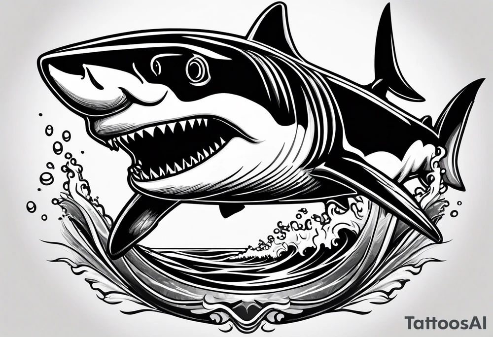 i wanted to have the megalodon ni text vertically with the shark and the water wrapping around the text tattoo idea