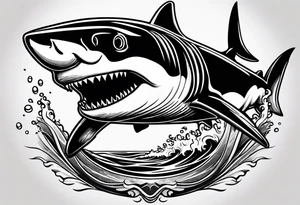 i wanted to have the megalodon ni text vertically with the shark and the water wrapping around the text tattoo idea