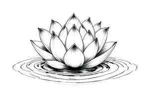 serene lotus flower emerging from sacred waters with ripples tattoo idea