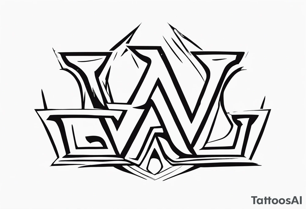 the letters A W R in the middle of a ninja headband tattoo idea