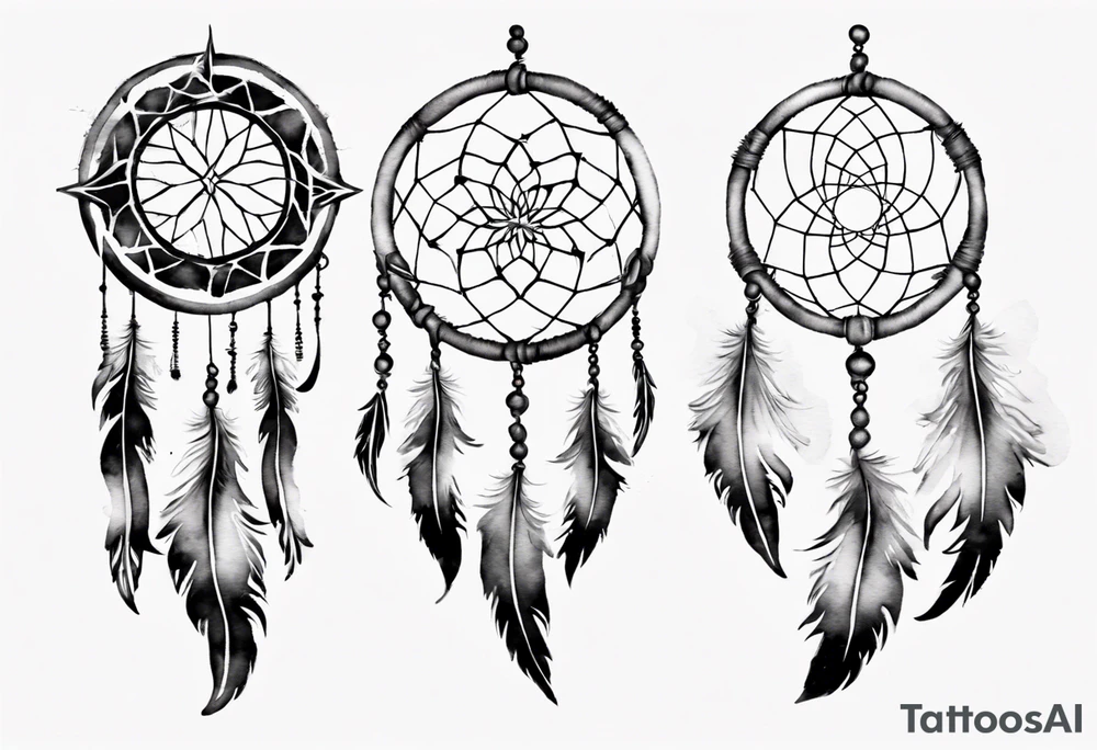 Phoenix flying dream catcher tattoo idea