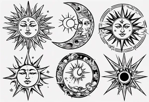 Sun star and moon tattoo idea