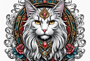 Long hair cat, regal, face tattoo idea