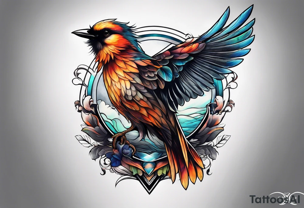 Realistic Menacing bird chest tattoo tattoo idea