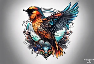 Realistic Menacing bird chest tattoo tattoo idea