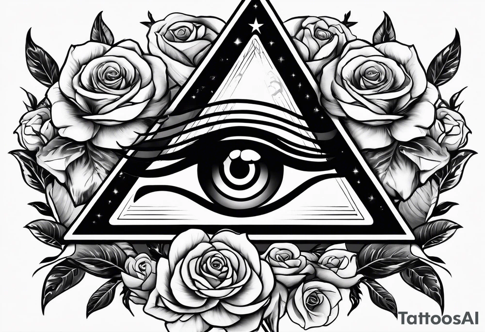 Eye of Ra with roses tattoo idea