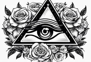 Eye of Ra with roses tattoo idea