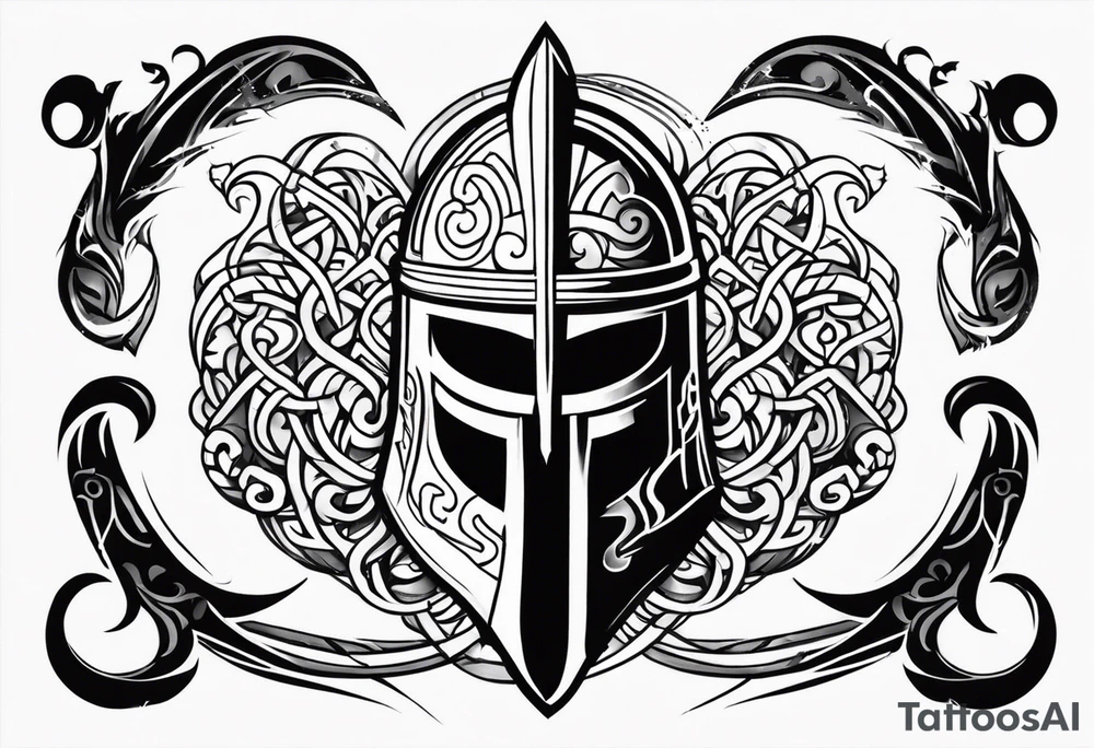 Valhalla viking helmet 
Sword shield tattoo idea