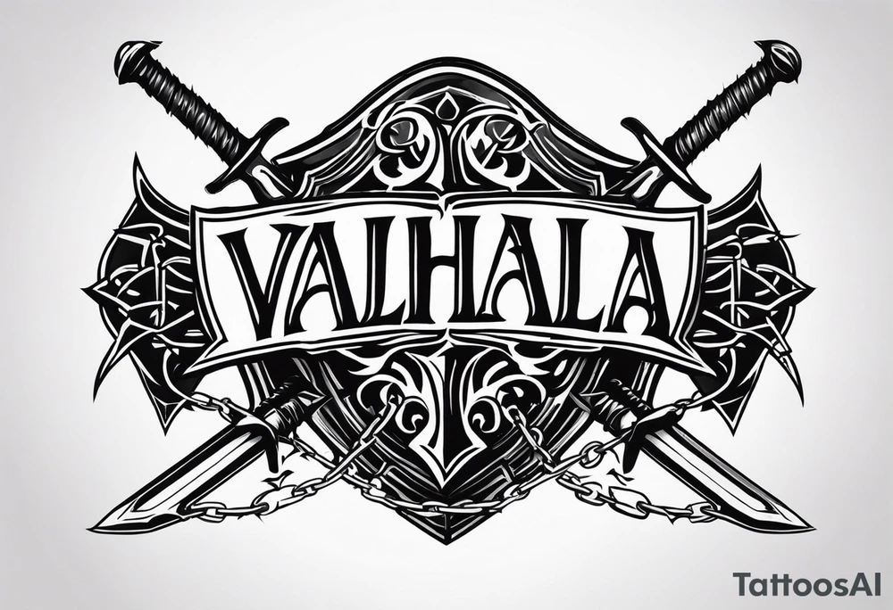 Valhalla sword shield barb wire tattoo idea