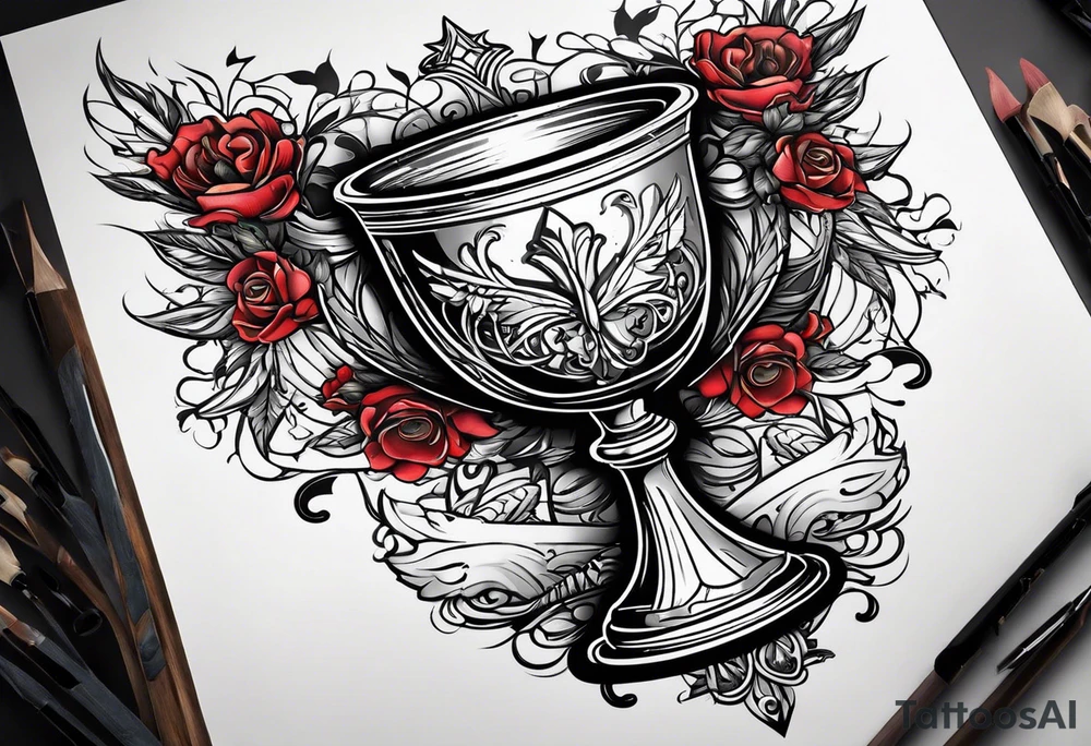 chalice surrounded by halo tattoo idea