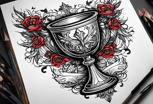 chalice surrounded by halo tattoo idea