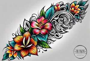 Fijian teeth and flower forearm tattoo idea