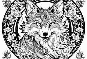 a kitsune with 6 eyes tattoo idea