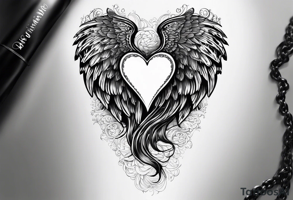 fingerprint heart for back of the neck, with quote "the ocean knew her story" going down the spine , with dying angel wings on the rest of the back tattoo idea